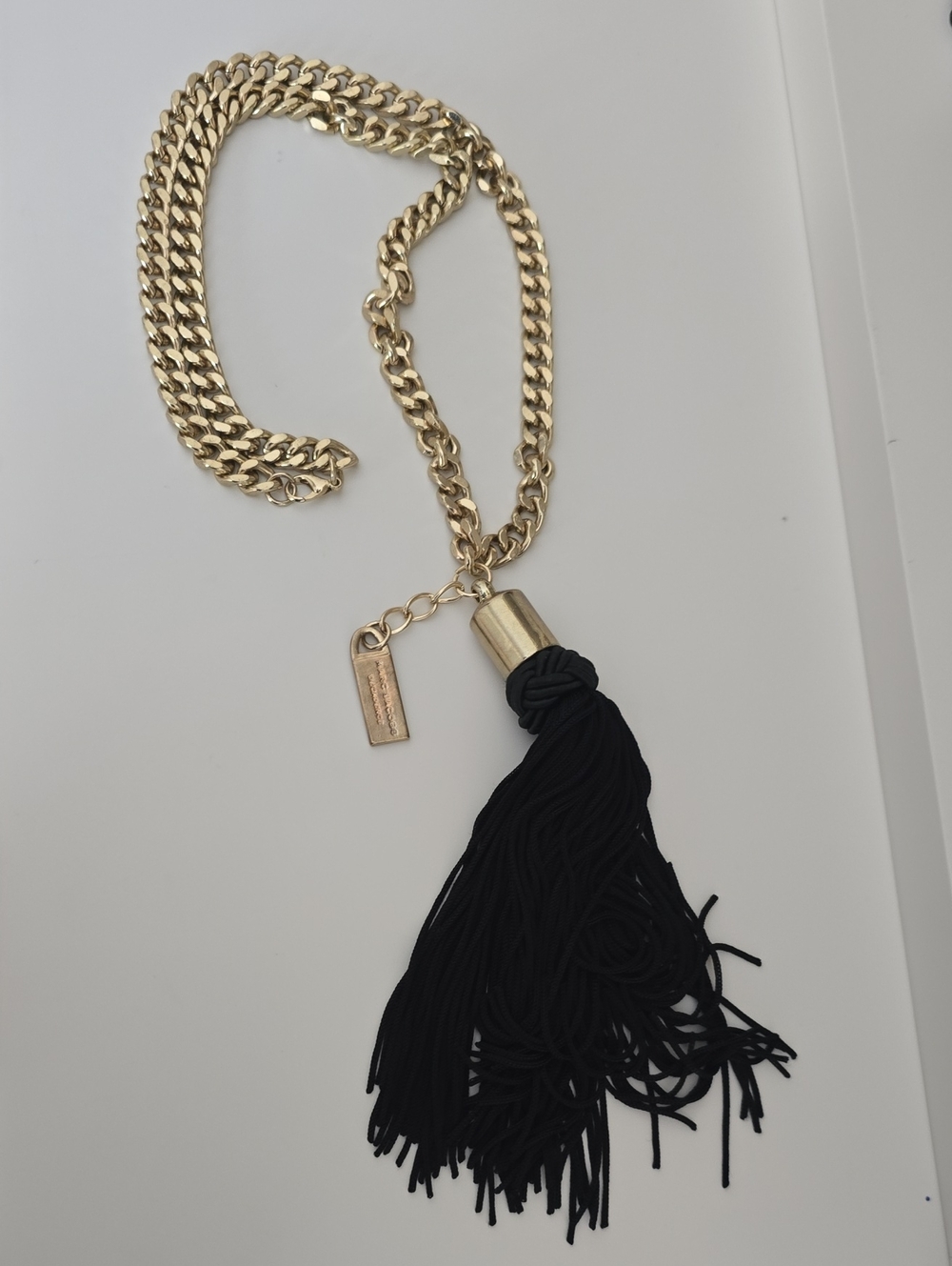 Marc JACOBS Gold Chain Necklace with Black Tassel Pendant